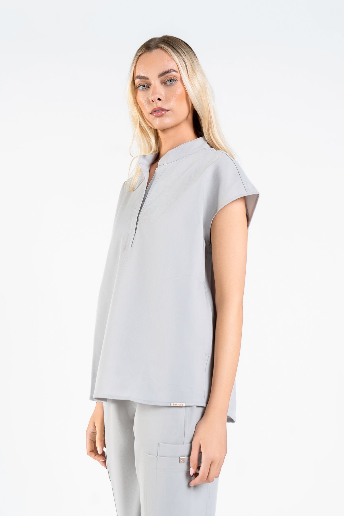 Mandarin Womens Collar Scrub Top