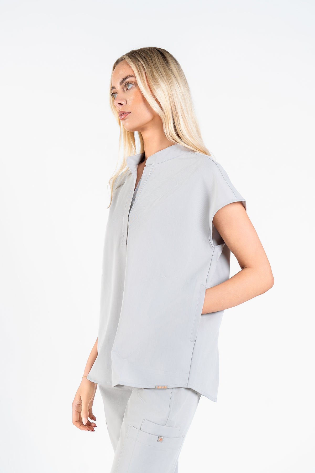 Mandarin Womens Collar Scrub Top