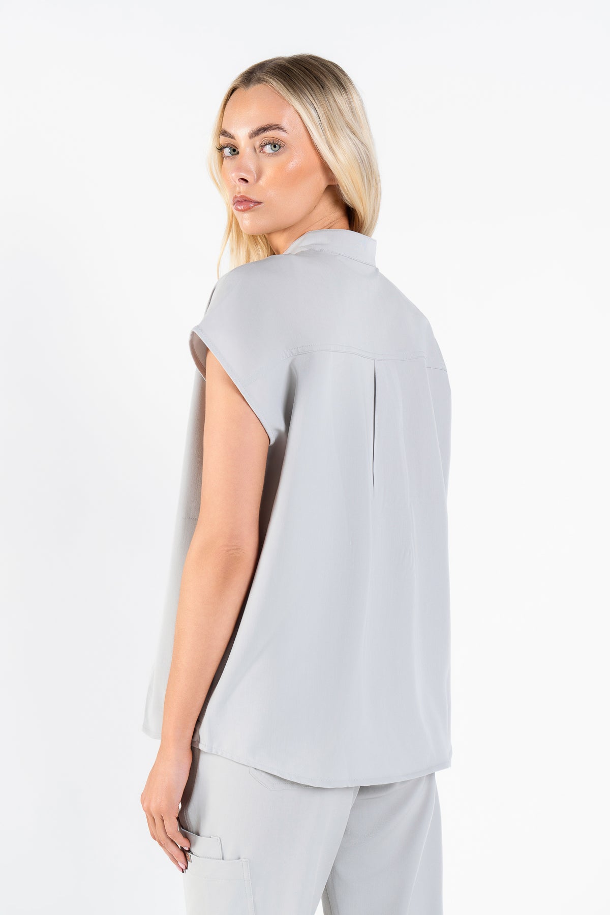 Mandarin Womens Collar Scrub Top