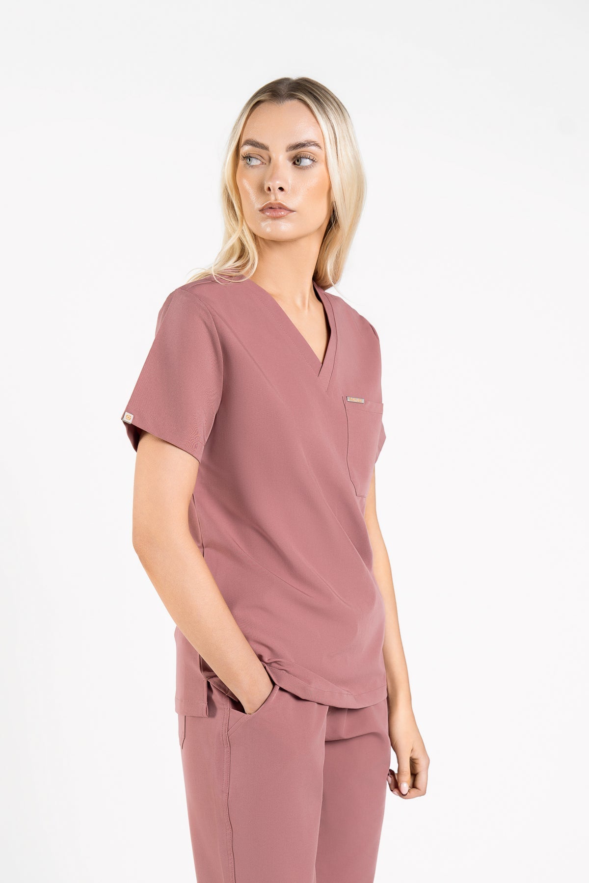 Kaizen V Neck One Pocket Scrub Top Womens
