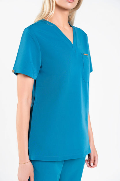 Kaizen V Neck One Pocket Scrub Top Womens