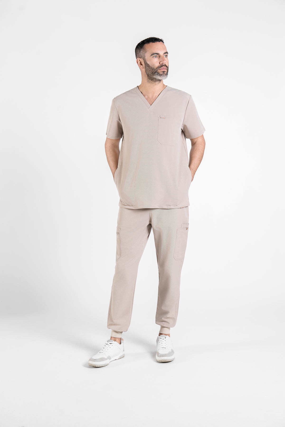 Tasca Men's V Neck Four pockets Scrub With Invisible Side Pockets