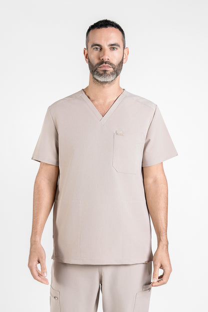 Tasca Men's V Neck Four pockets Scrub With Invisible Side Pockets