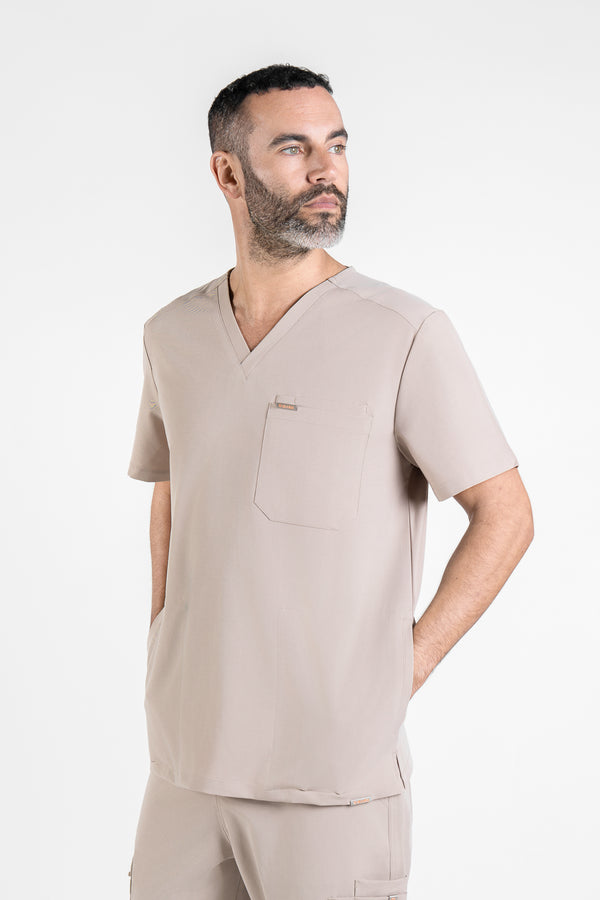 Tasca Men's V Neck Four pockets Scrub With Invisible Side Pockets