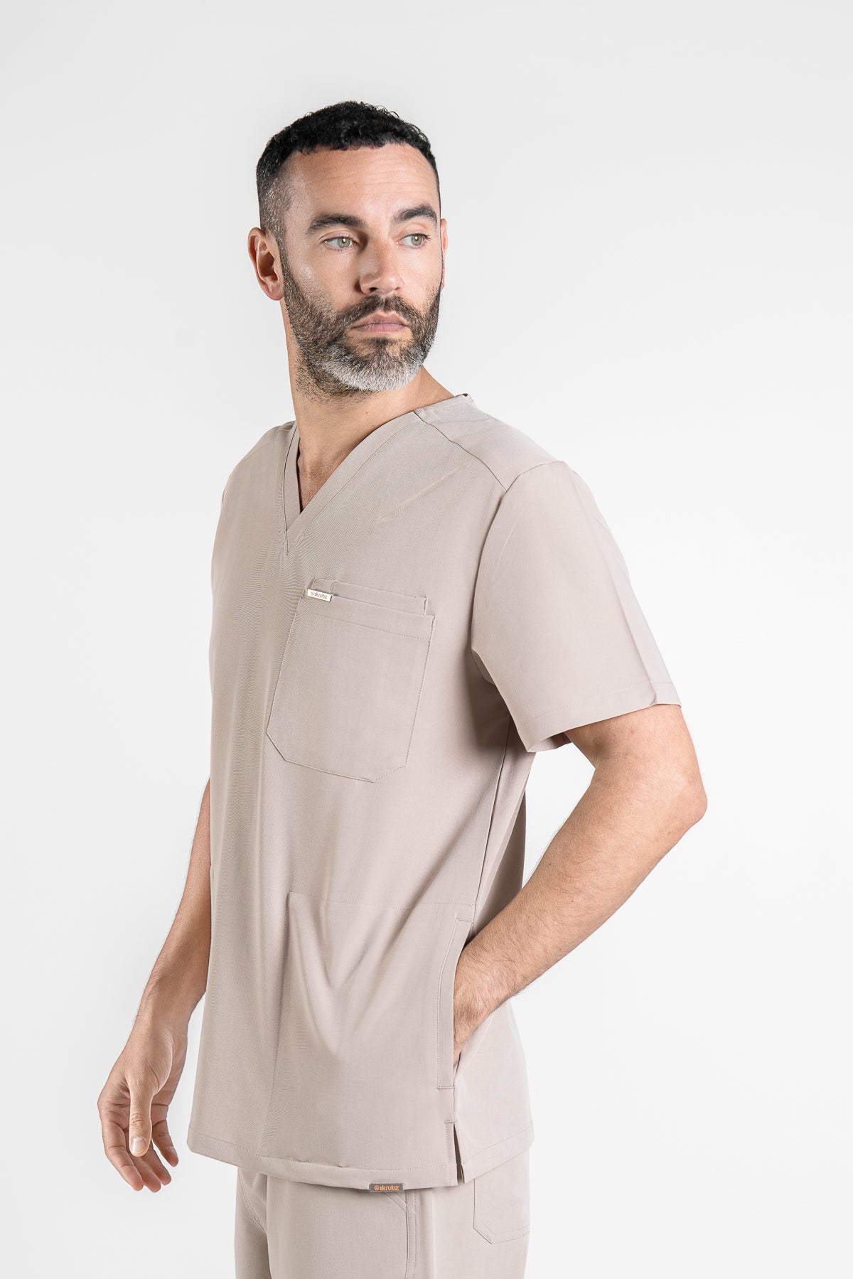 Tasca Men's V Neck Four pockets Scrub With Invisible Side Pockets