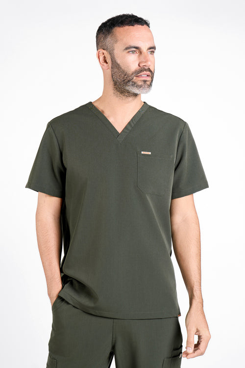 Kaizen V Neck One Pocket Scrub Top Mens