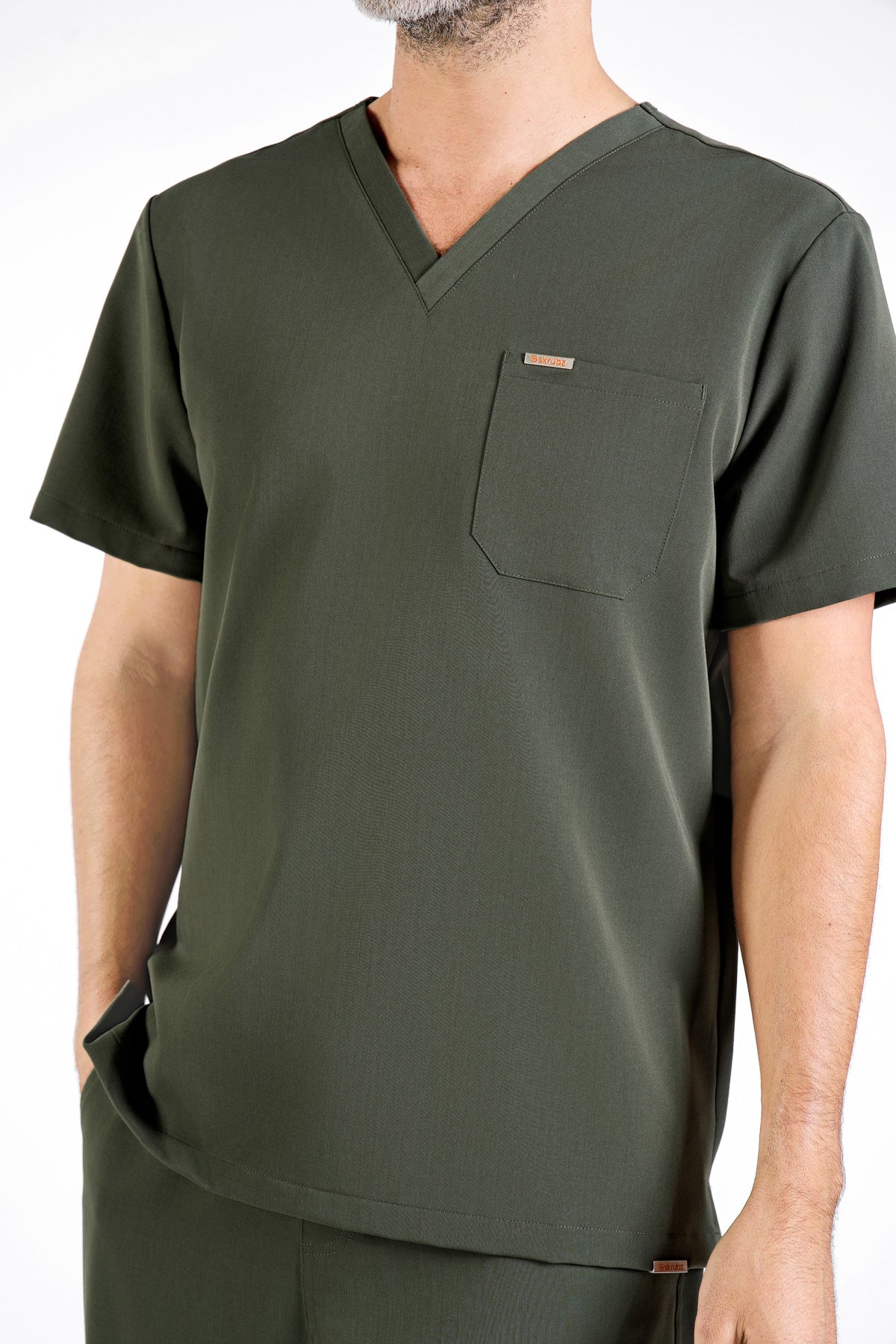 Kaizen V Neck One Pocket Scrub Top Mens