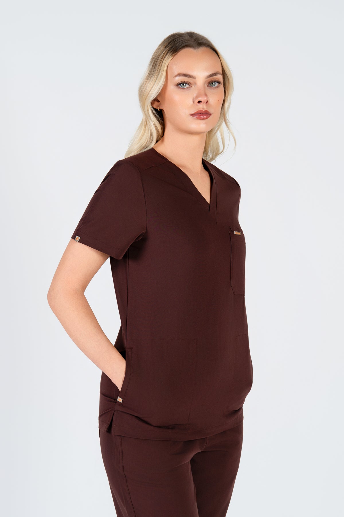 Tasca Women's V Neck Four pockets Scrub With Invisible Side Pockets