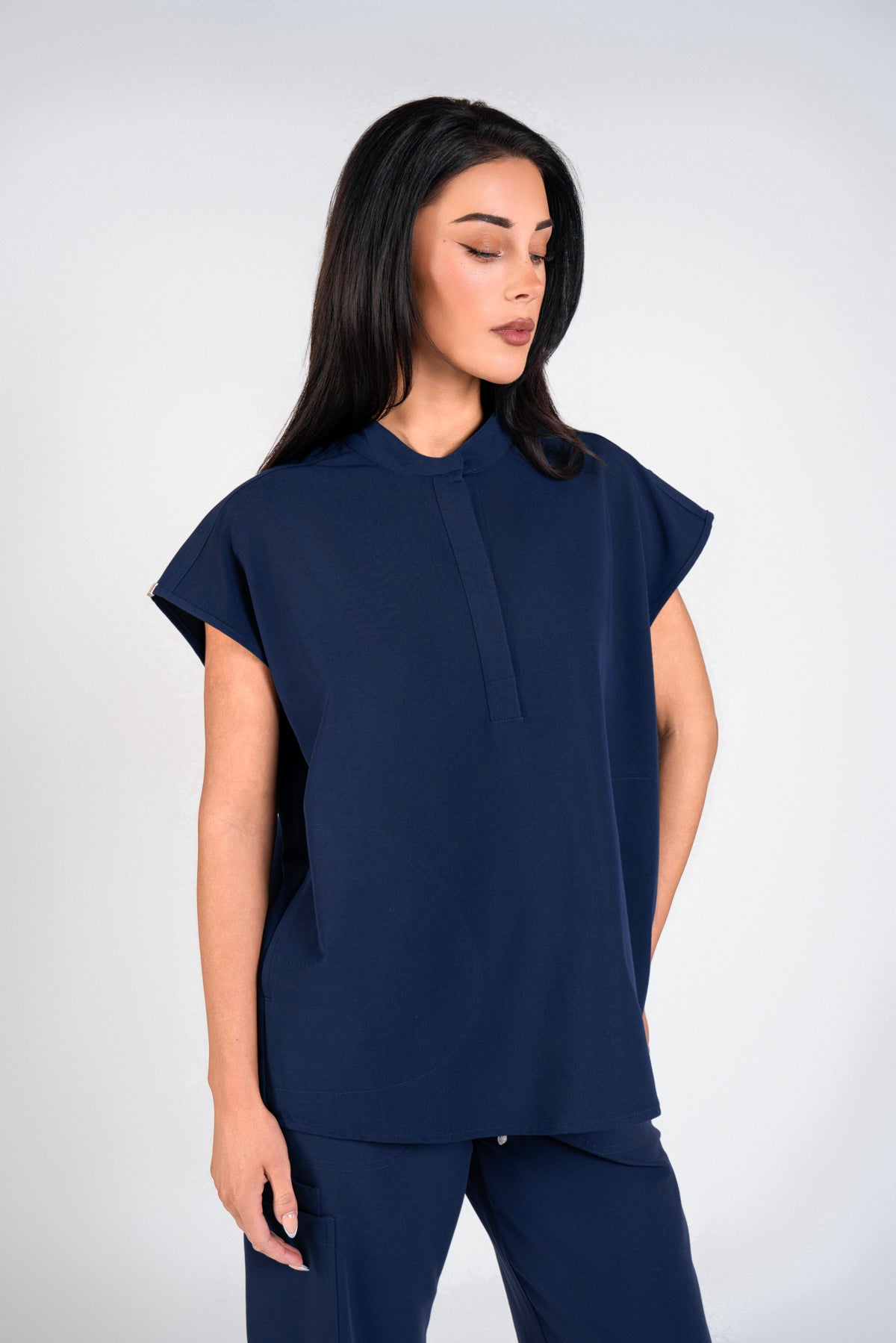 Mandarin Womens Collar Scrub Top