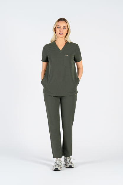 Tasca Women's V Neck Four pockets Scrub With Invisible Side Pockets