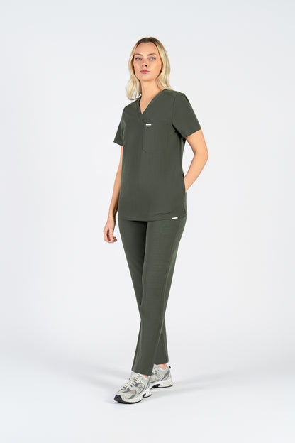 Tasca Women's V Neck Four pockets Scrub With Invisible Side Pockets