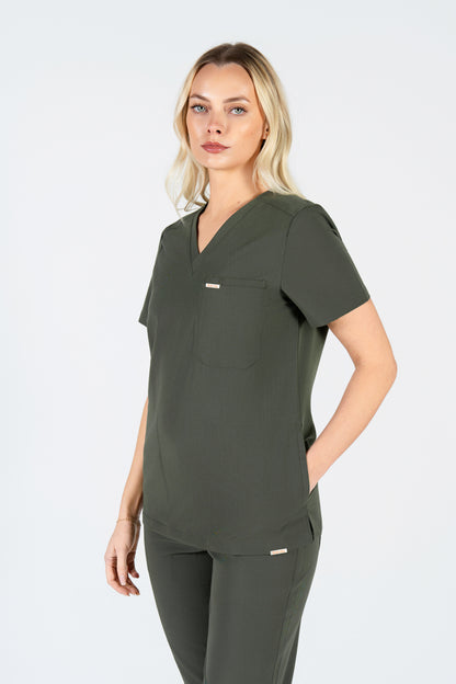 Tasca Women's V Neck Four pockets Scrub With Invisible Side Pockets
