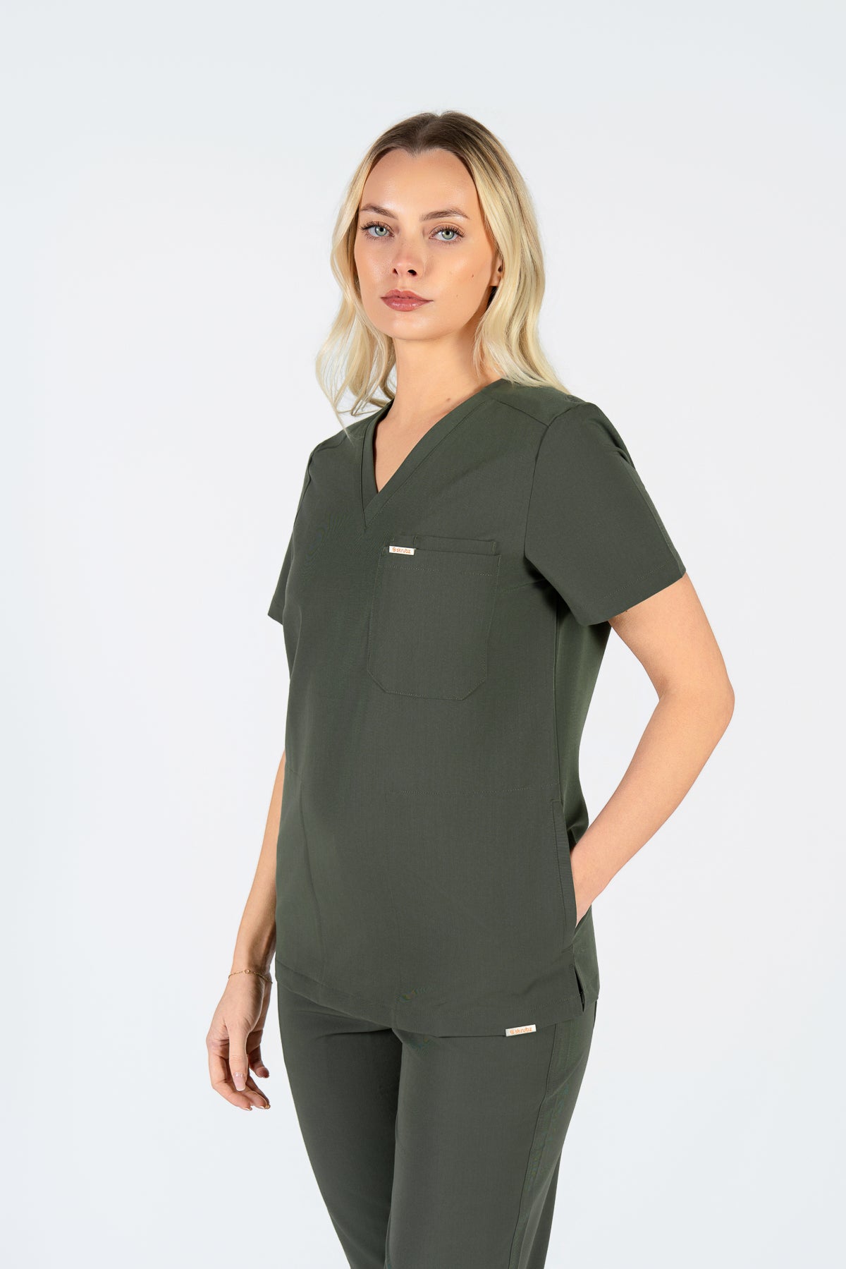 Tasca Women's V Neck Four pockets Scrub With Invisible Side Pockets