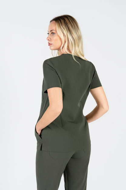Tasca Women's V Neck Four pockets Scrub With Invisible Side Pockets