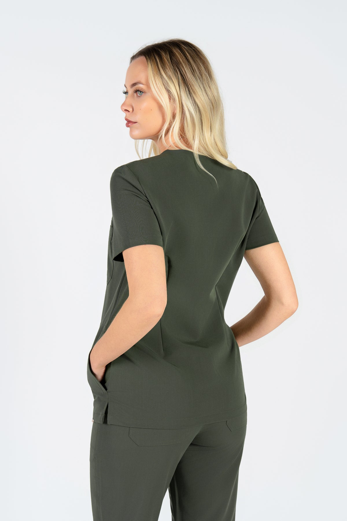 Tasca Women's V Neck Four pockets Scrub With Invisible Side Pockets