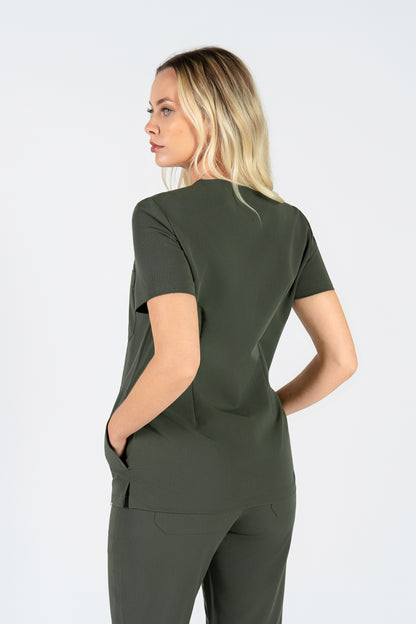 Tasca Women's V Neck Four pockets Scrub With Invisible Side Pockets