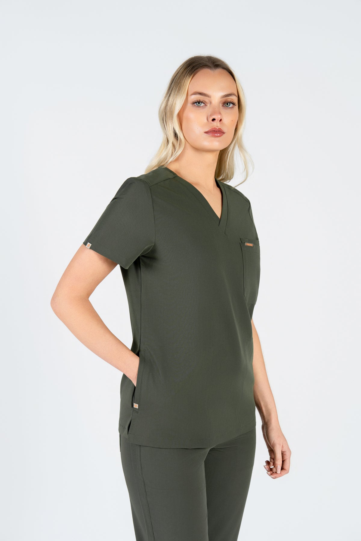Tasca Women's V Neck Four pockets Scrub With Invisible Side Pockets