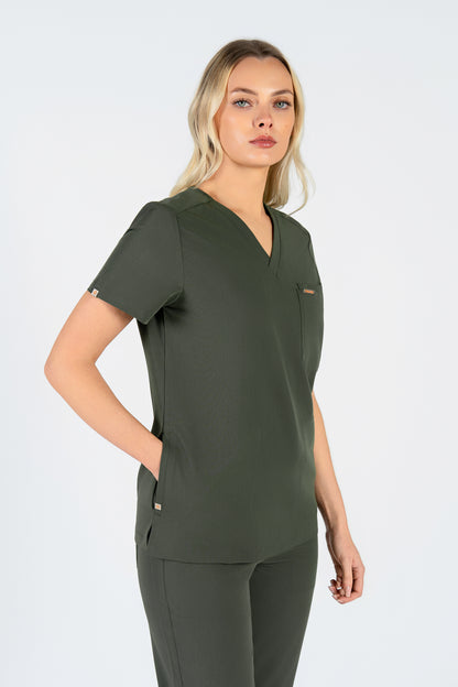 Tasca Women's V Neck Four pockets Scrub With Invisible Side Pockets