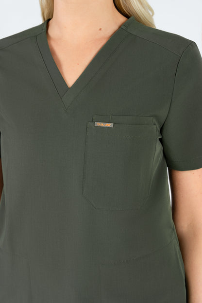 Tasca Women's V Neck Four pockets Scrub With Invisible Side Pockets