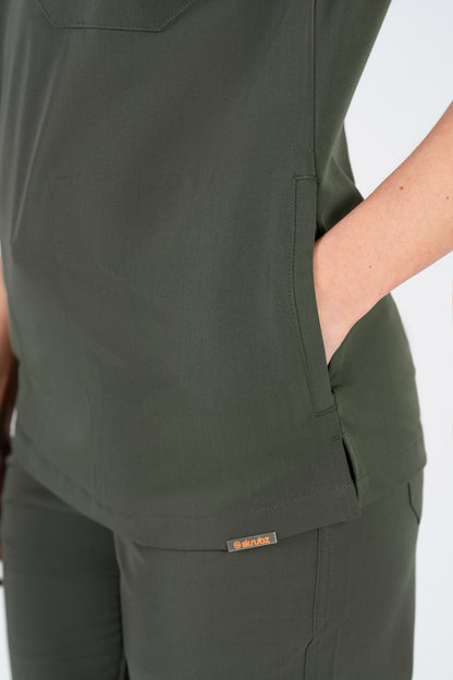 Tasca Women's V Neck Four pockets Scrub With Invisible Side Pockets