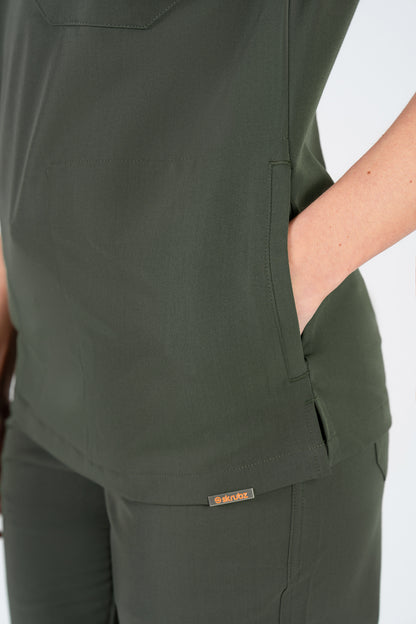 Tasca Women's V Neck Four pockets Scrub With Invisible Side Pockets