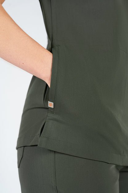Tasca Women's V Neck Four pockets Scrub With Invisible Side Pockets