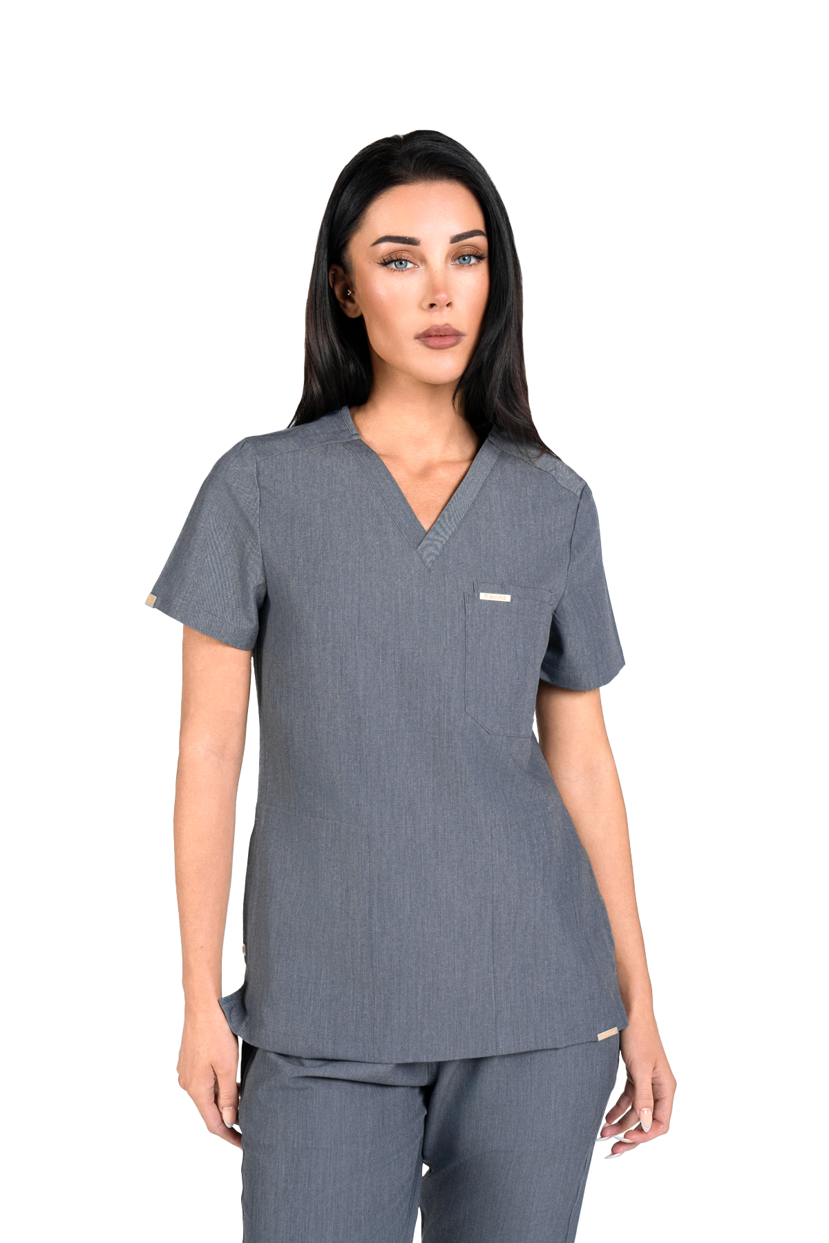 Tasca Women's V Neck Four pockets Scrub With Invisible Side Pockets