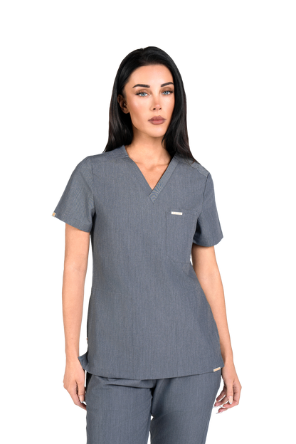 Tasca Women's V Neck Four pockets Scrub With Invisible Side Pockets