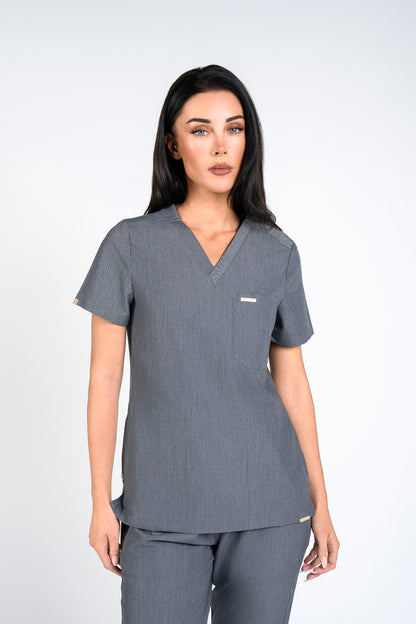 Tasca Women's V Neck Four pockets Scrub With Invisible Side Pockets