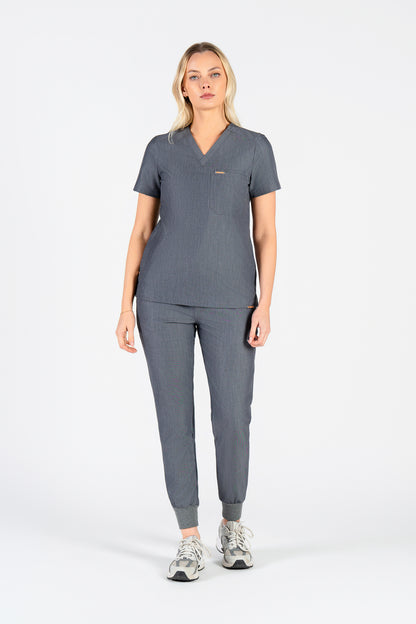Tasca Women's V Neck Four pockets Scrub With Invisible Side Pockets