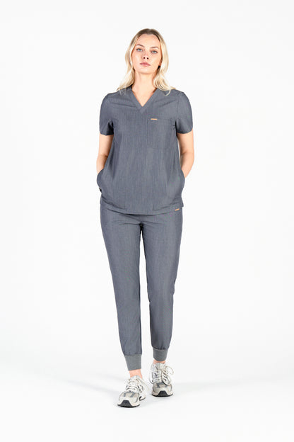 Tasca Women's V Neck Four pockets Scrub With Invisible Side Pockets