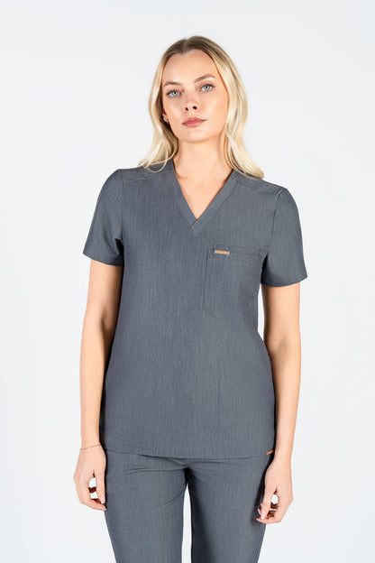 Tasca Women's V Neck Four pockets Scrub With Invisible Side Pockets