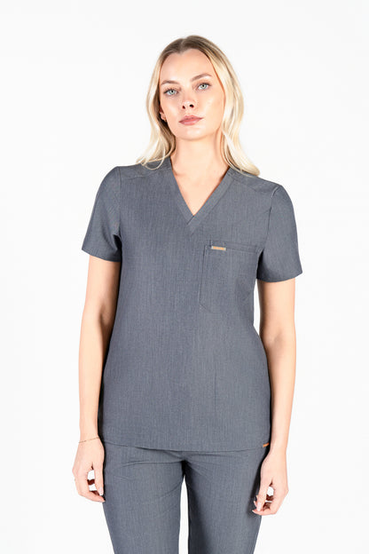 Tasca Women's V Neck Four pockets Scrub With Invisible Side Pockets