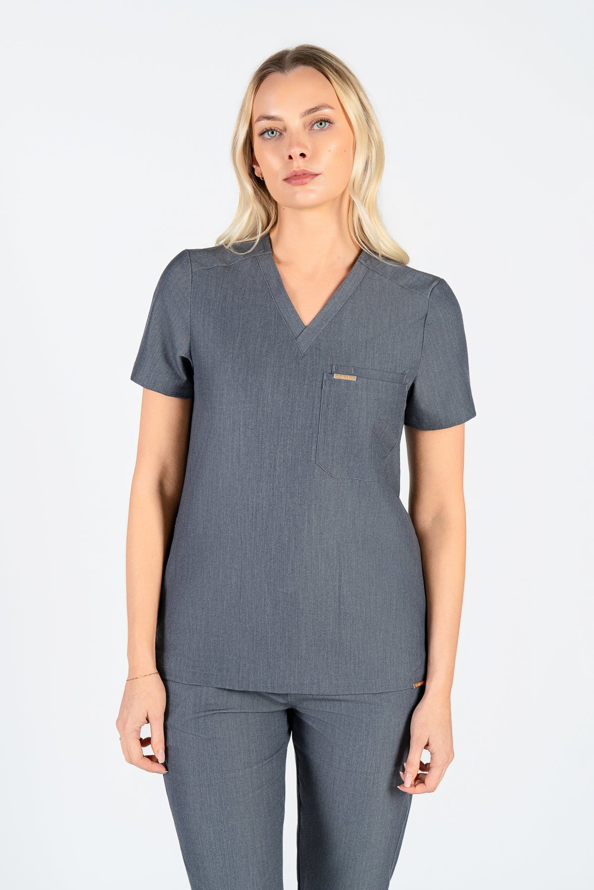 Tasca Women's V Neck Four pockets Scrub With Invisible Side Pockets