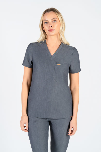 Tasca Women's V Neck Four pockets Scrub With Invisible Side Pockets