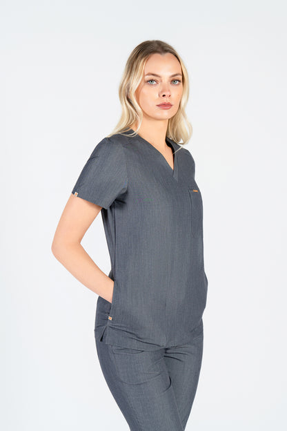 Tasca Women's V Neck Four pockets Scrub With Invisible Side Pockets