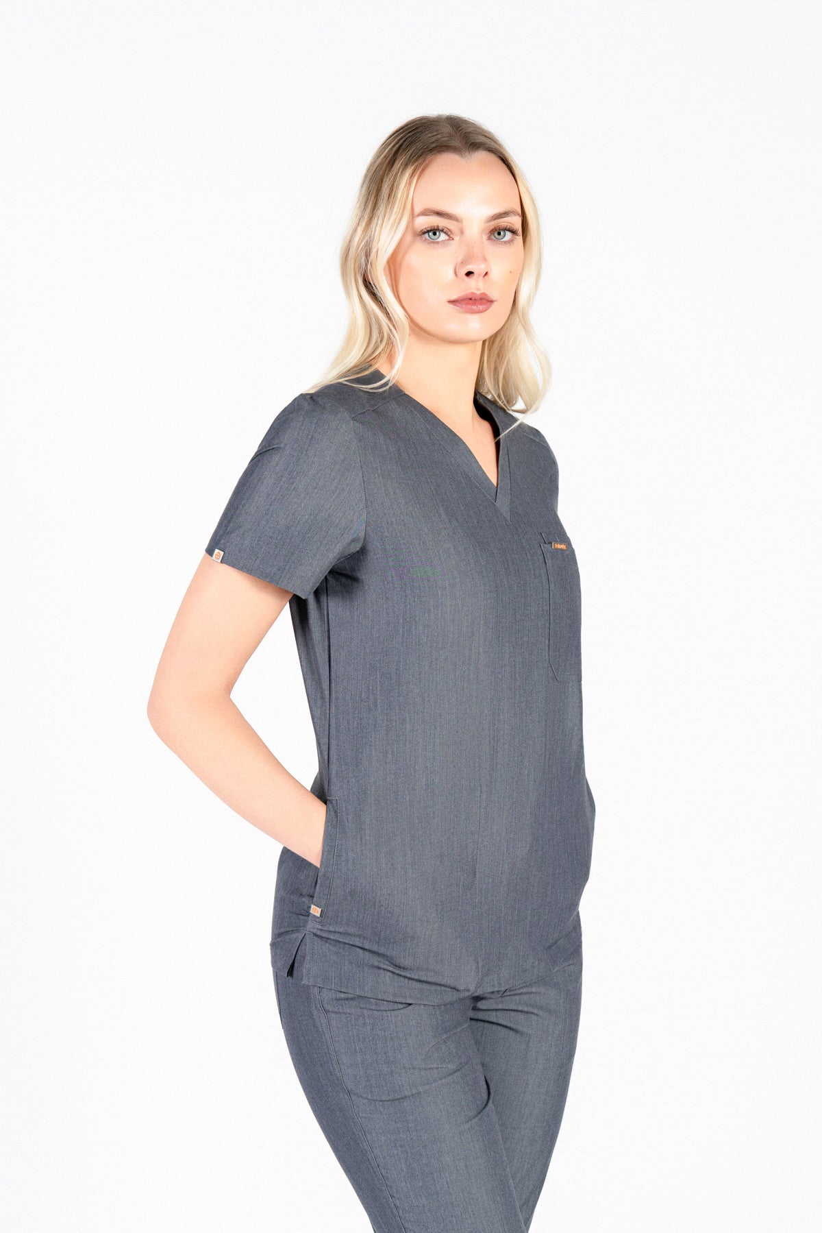 Tasca Women's V Neck Four pockets Scrub With Invisible Side Pockets
