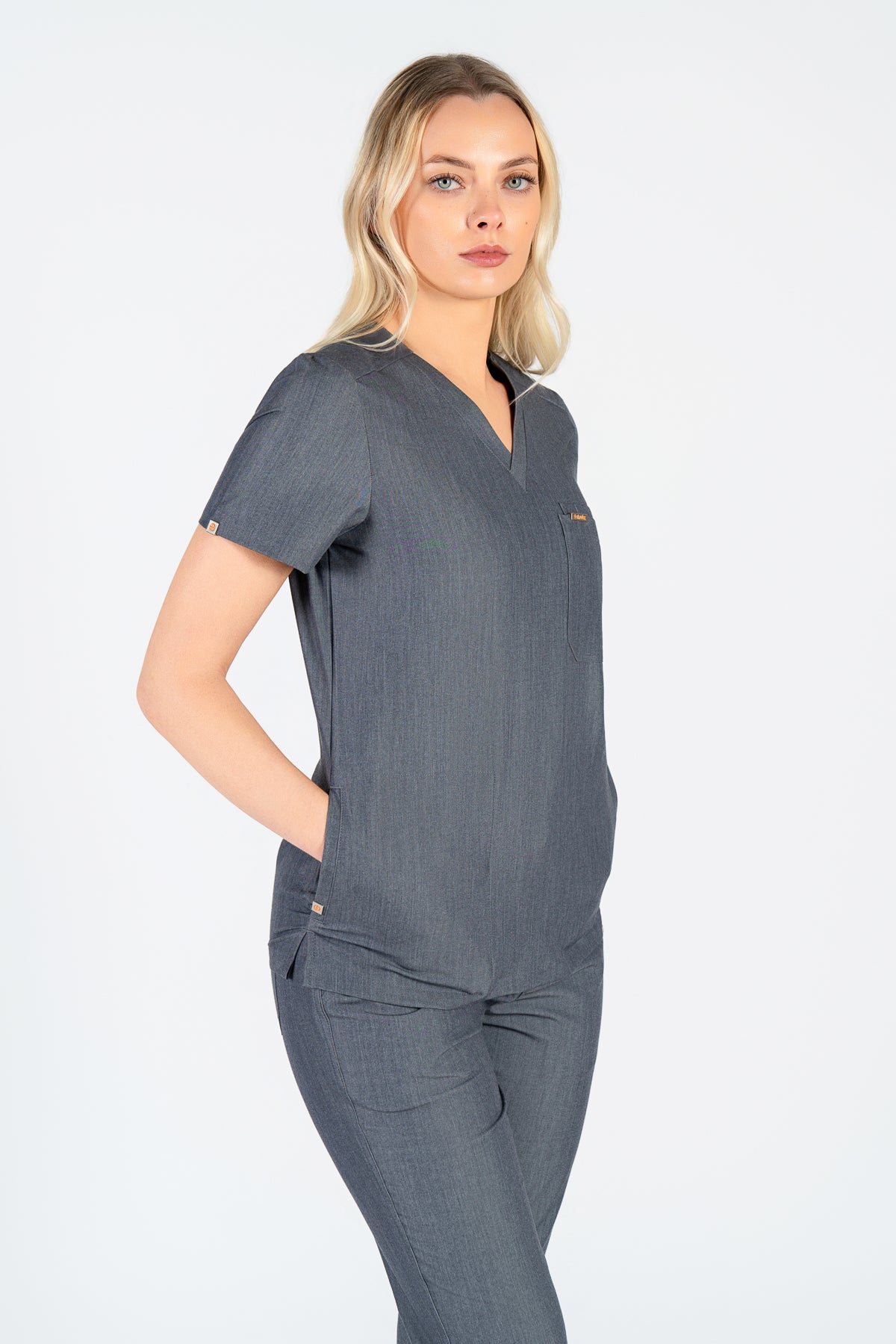 Tasca Women's V Neck Four pockets Scrub With Invisible Side Pockets
