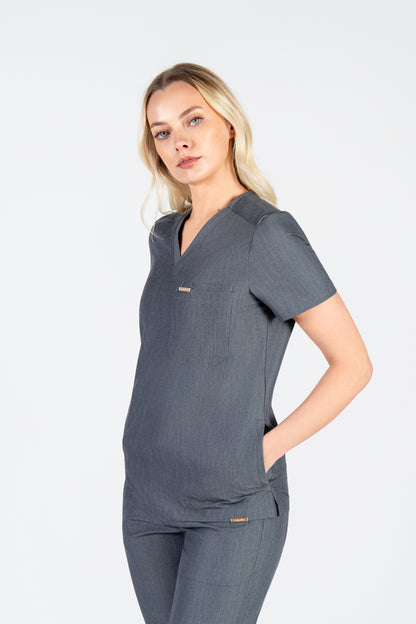Tasca Women's V Neck Four pockets Scrub With Invisible Side Pockets