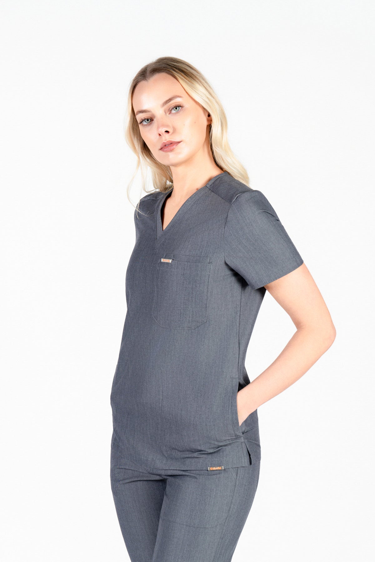 Tasca Women's V Neck Four pockets Scrub With Invisible Side Pockets