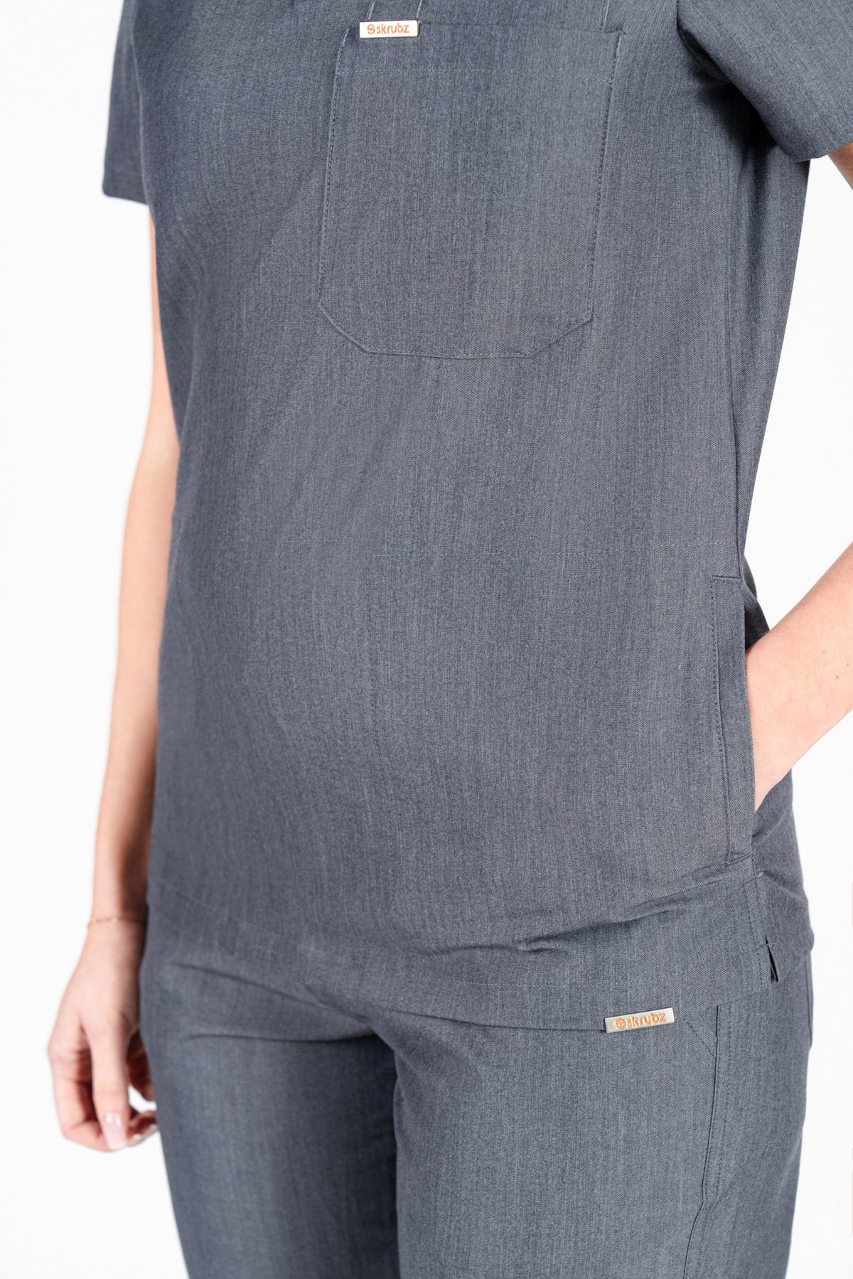 Tasca Women's V Neck Four pockets Scrub With Invisible Side Pockets