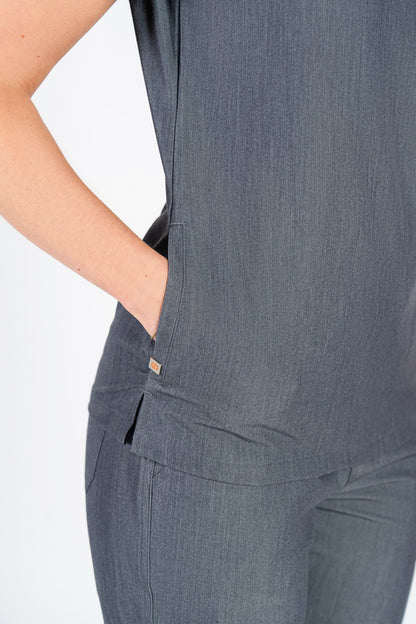 Tasca Women's V Neck Four pockets Scrub With Invisible Side Pockets