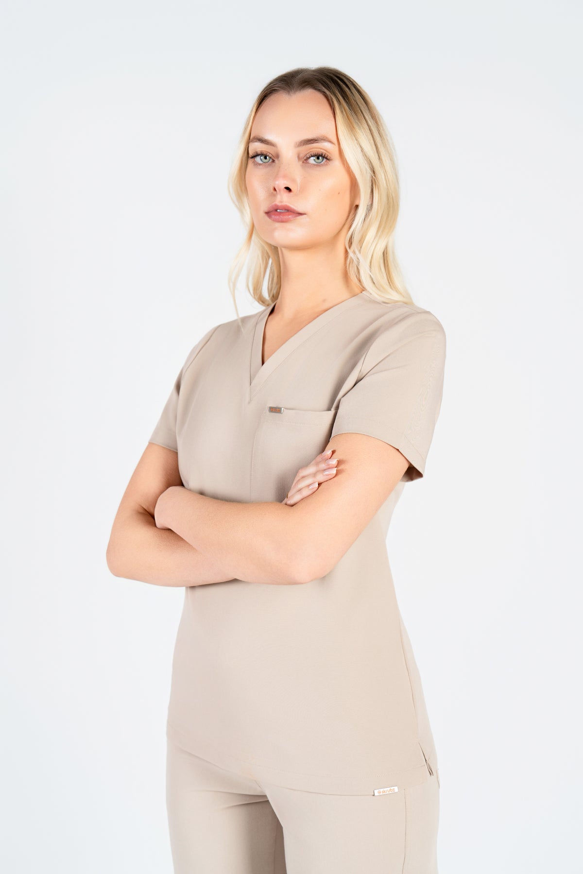 Kaizen V Neck One Pocket Scrub Top Womens