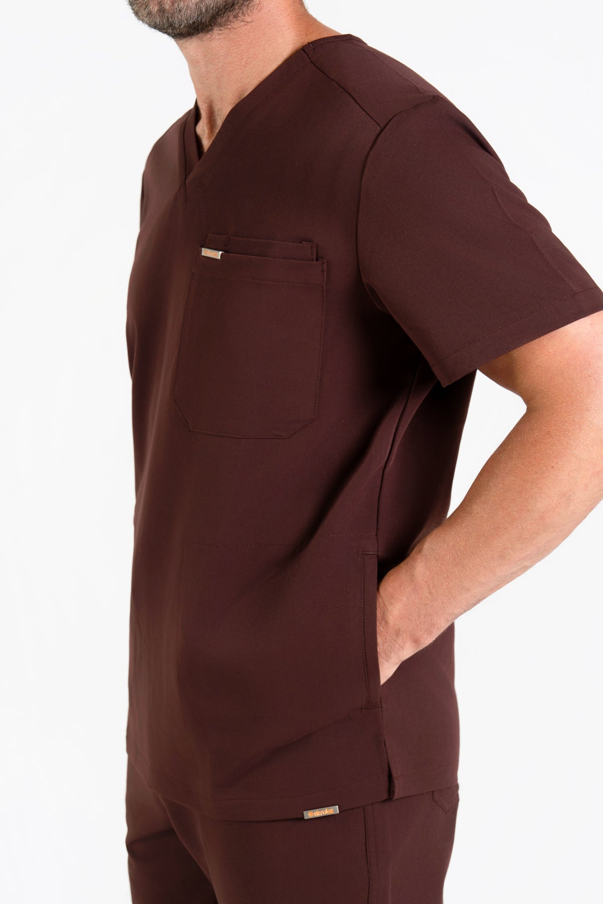 Tasca Men's V Neck Four pockets Scrub With Invisible Side Pockets