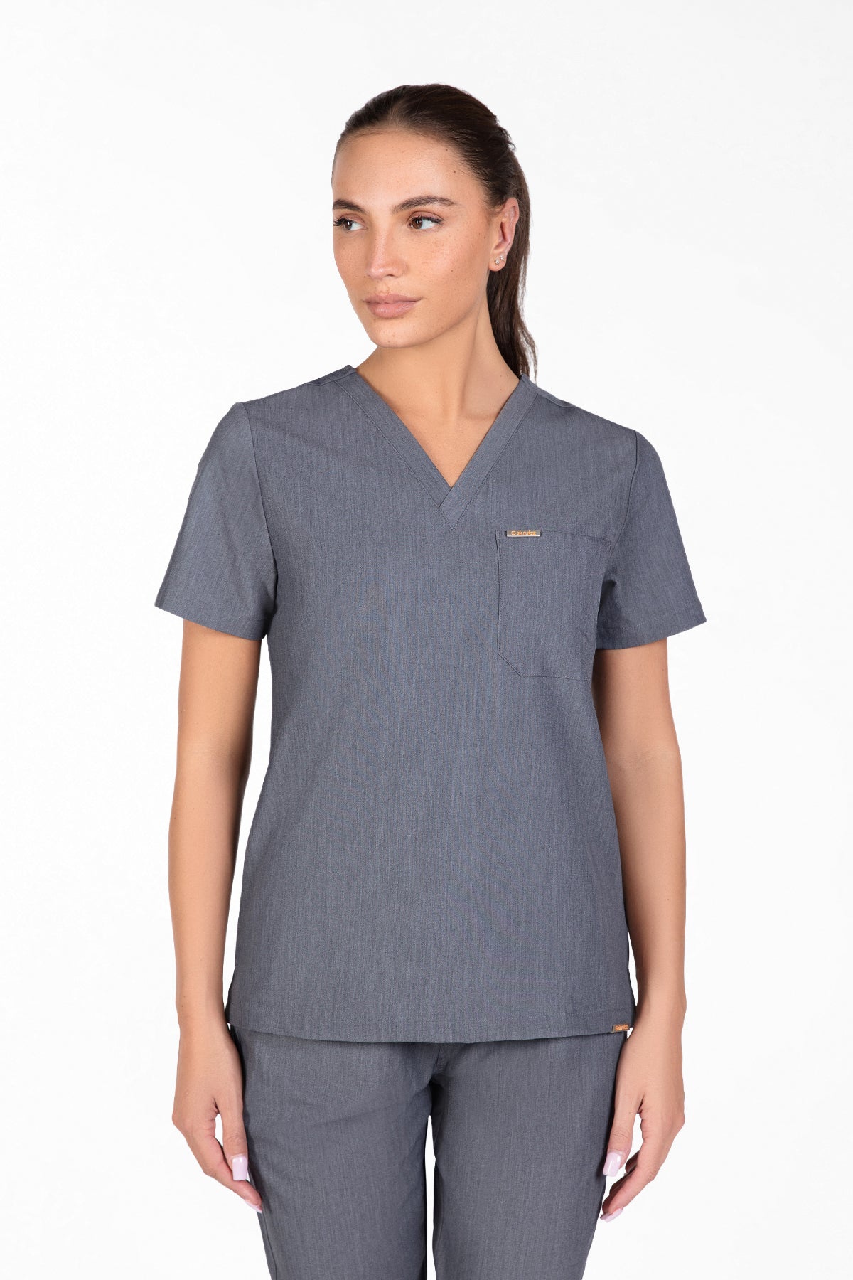 Kaizen V Neck One Pocket Scrub Top Womens