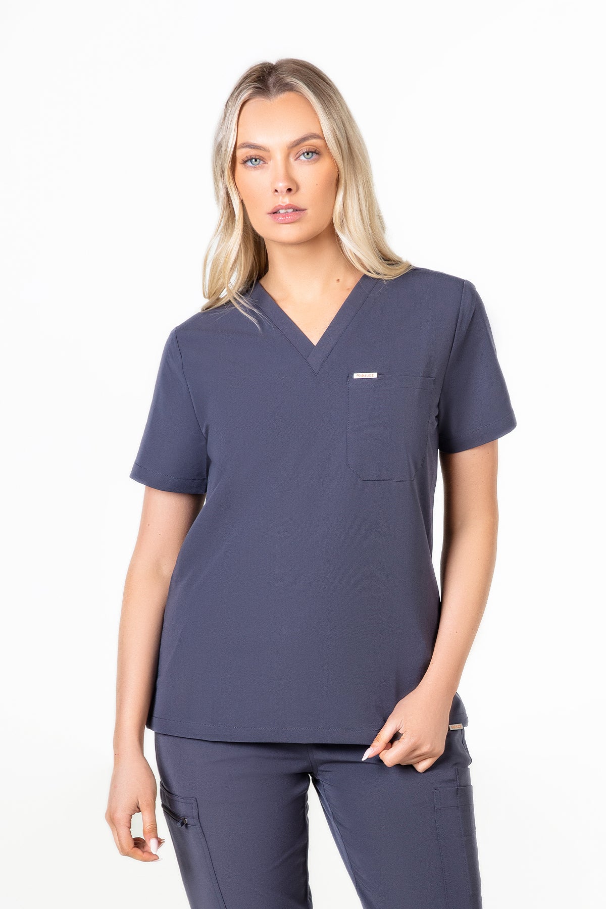 Kaizen V Neck One Pocket Scrub Top Womens