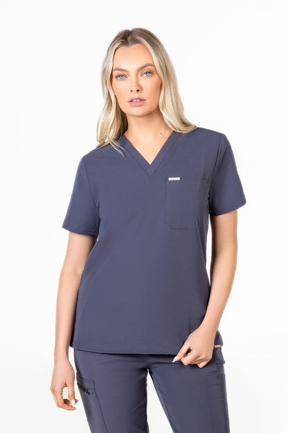 Kaizen V Neck One Pocket Scrub Top Womens