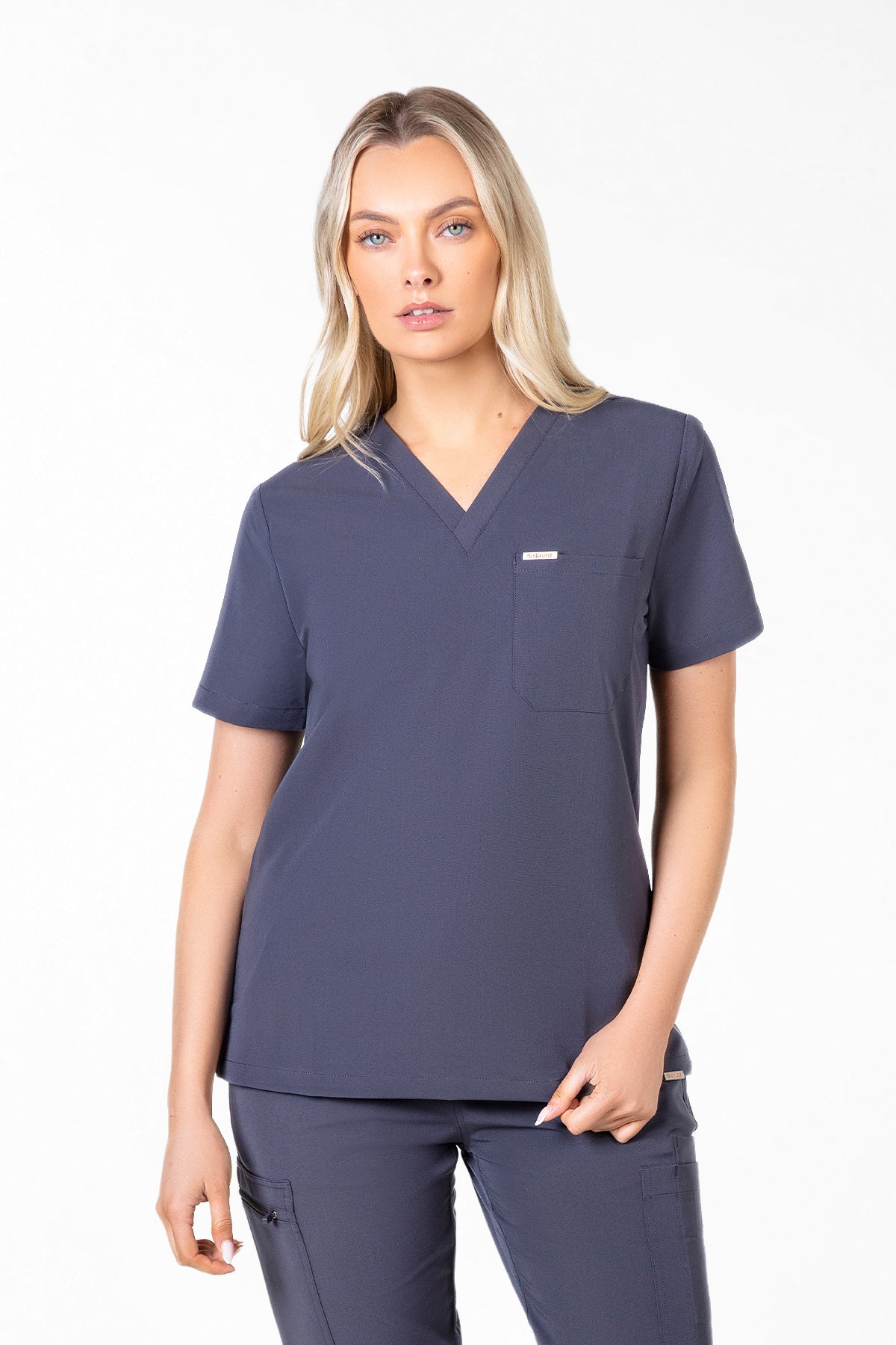 Kaizen V Neck One Pocket Scrub Top Womens