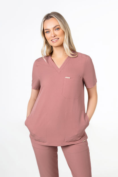 Tasca Women's V Neck Four pockets Scrub With Invisible Side Pockets