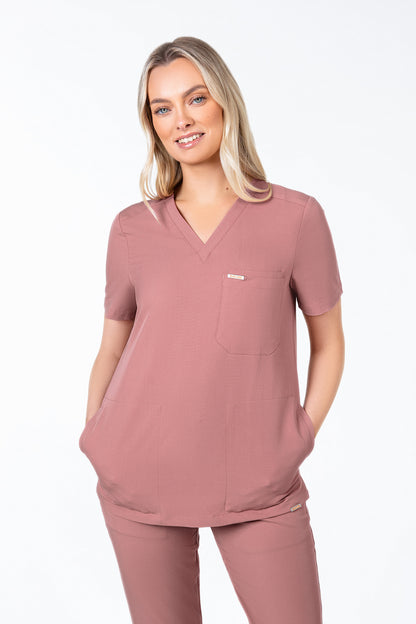 Tasca Women's V Neck Four pockets Scrub With Invisible Side Pockets
